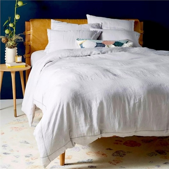 NEW Anthropologie Jazzy Stitched Linen White California King Duvet - Picture 10 of 10
